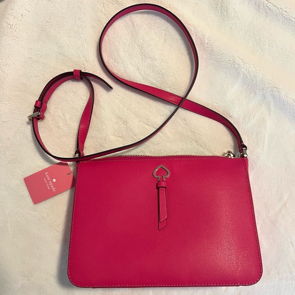 kate spade Handbags - NWT Kate Spade hot pink crossbody zip purse with gold hardware